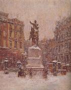 Theodore Robinson Union Square in Winter painting